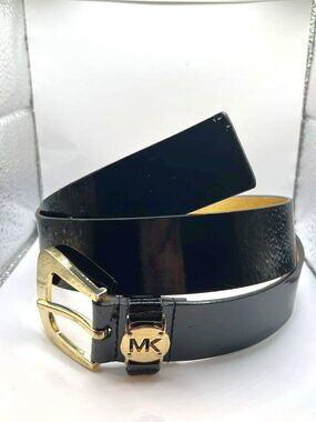 Michael Kors Reversible Black & Gold Belt • MK Logo Buckle • Size Large